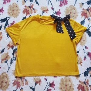 Yellow Shirt with Tie Neck